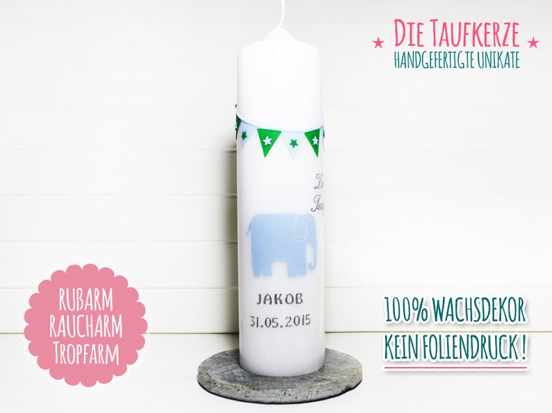 Baptismal candle, baptismal candle boys, baptismal candle elephant image 1