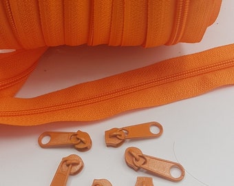 0.70 EUR/meter 5 m endless zipper 5 mm orange 10 zipper