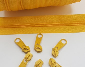 0.70 EUR/meter 5 m endless zipper 5 mm yellow 10 zipper