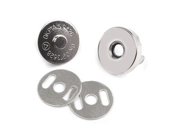 10x magnetic closure 18 mm silver-colored magnetic button