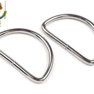 10 x D-rings 30 mm silver half rings metal