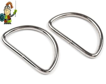 10 x D-rings 30 mm silver half rings metal