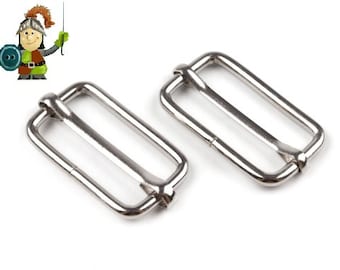 10 x Belt adjuster slider silver-colored 25 mm ladder buckle