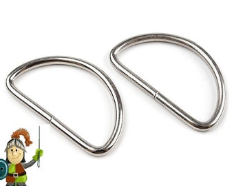 10 x D-rings silver silver-colored 40 mm half rings metal