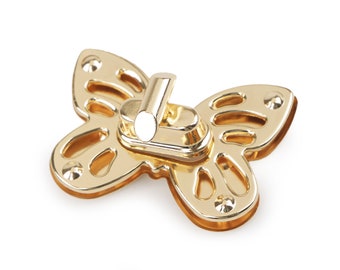 1x bag closure butterfly twist lock gold-colored