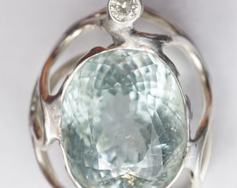 Aquamarine Diamond Pendant