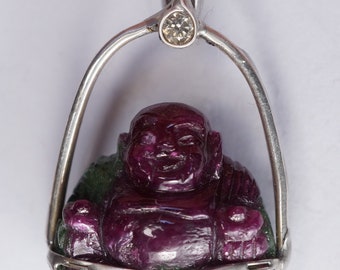 Buddha Fuchsit Rubin Diamant Anhänger
