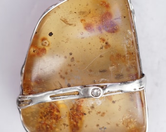 Copal with insect Diamond pendant