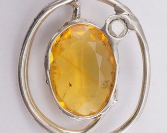 Fire Opal Diamond Pendant