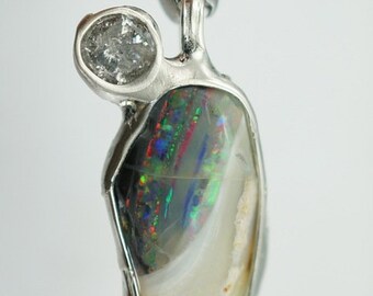 Schwarzer Opal Diamant Anhänger