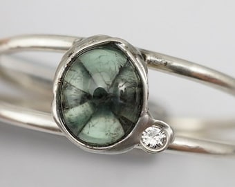 Trapiche Emerald Diamond Ring