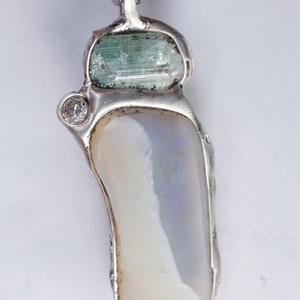Tourmaline Opal Diamond Amulet
