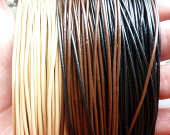 1 m leather strap, 1.5 mm, black, brown or natural!
