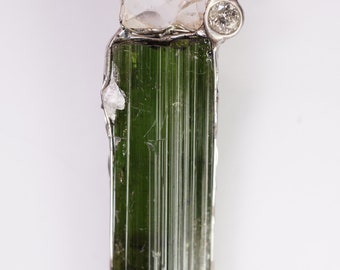 Tourmaline Herkimer Diamond Pendant