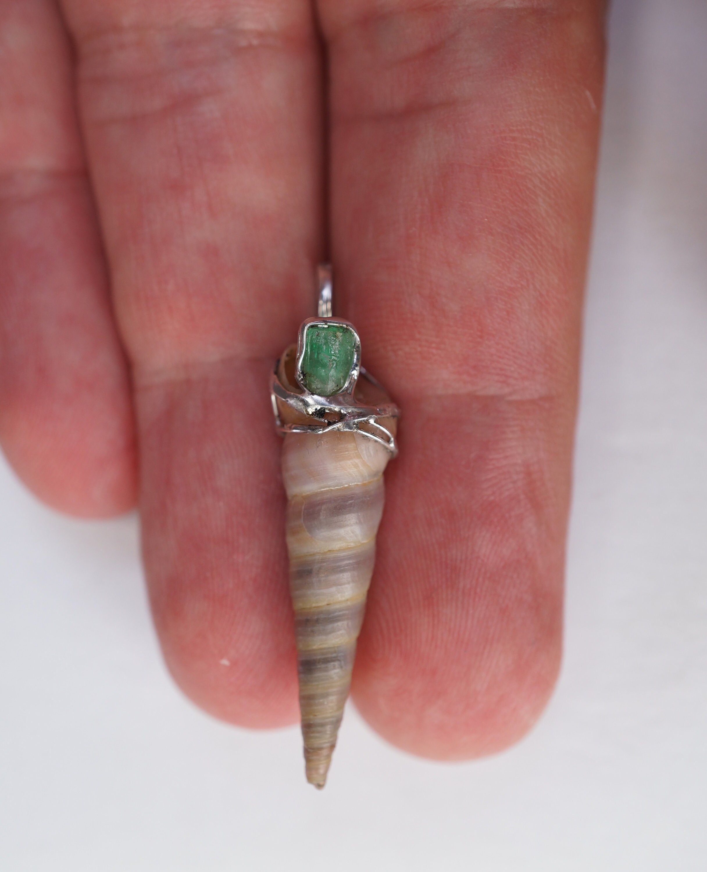 Shell Emerald Pendant - Etsy