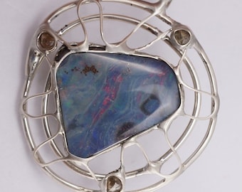 Boulder Opal Diamant Anhänger