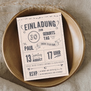 Retro Einladung zum Geburtstag als Postkarte | Geburtstagseinladung | Einladungskarte für alle Anlässe | Taufe, Einweihung, Kommunion, Party