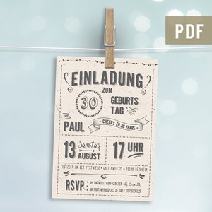 Retro Einladung zum Geburtstag HELL (Postkarte digital)