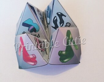 Women Shoes Cootie Catcher, Fashion Fortune Teller, Shoes and Character, Editable PDF Game, Girly Fun