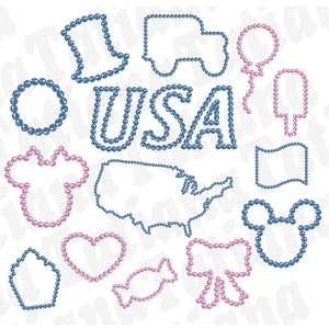 4 de julio Pearl Frames Clipart Set, Símbolos americanos, Glamour inspirado en EE.UU., Uso comercial, Descarga instantánea