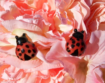 Marienkäfer als Gartenstecker, Blume Stecker Blumenstecker aus Keramik - Miniatur - Deko - Pflanzenstecker - Ton