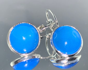 ocean blue cabochon earrings * earrings * 12 mm * ocean blue * with leverback * cabochons* * cabochon earrings * gift *