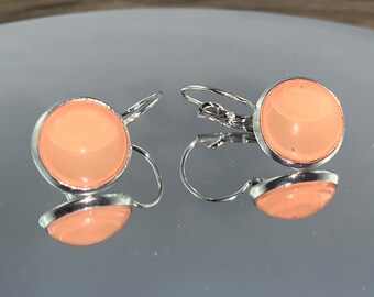 coral-colored cabochon earrings * earrings * 12 mm * coralle * with leverback * cabochons* * cabochon earrings * gift *