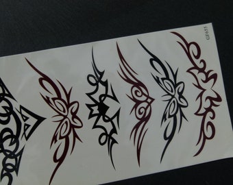 No. 108 - temporary tattoo - boho black red emblem tribal * body jewelry * body image * fake tattoo * arm tattoo * body tattoo