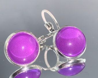 purple cabochon earrings * earrings * 12 mm * purple * with leverback * cabochons* * cabochon earrings * gift *