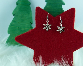 silver-colored snowflake * snowflake * Christmas earrings * Advent calendar filling * hanging earrings * snowflake earrings