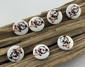 10 wooden buttons * small snowmen * snowman with broom * wood * 15 mm * scrapbooking * motif buttons * children's buttons * winter buttons