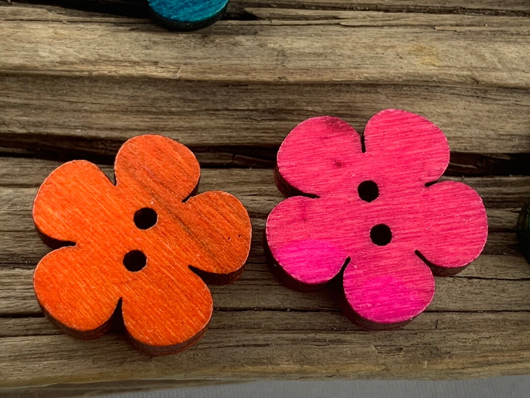 5 botones de madera de colores botones de flores flor flor 19 mm ...