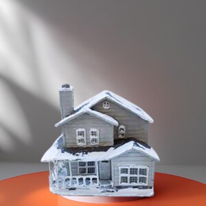 Miniature Winter House, Unique 3D Ornament for Home Decor, Personalized Gift for Christmas