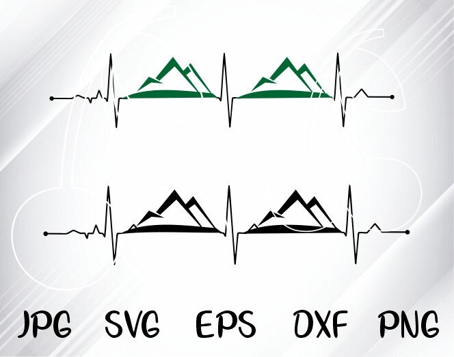 Mountains Heartbeat SVG File Outdoors Hiking TShirt Design | Etsy