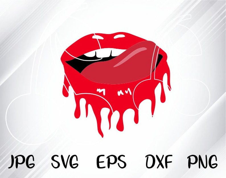 Download Red Dripping Lips SVG Files For Cricut DXF PNG Cut File ...
