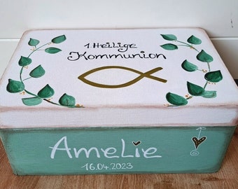 Erinnerungskiste zur Kommunion, Erinnerungsbox Kommunion, Kiste zur Kommunion, Kommunionsgeschenk, Holzbox Konfirmation,