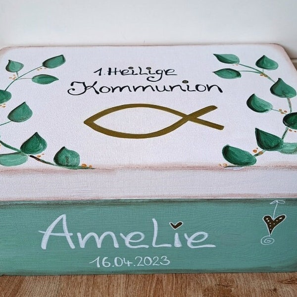 Communion memory box, communion memory box, communion box, communion gift, wooden box confirmation,