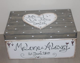 Erinnerungskiste  zur Hochzeit, Erinnerungsbox Hochzeit, Hochzeitsgeschenk, Holzkiste mit Namen, personalisiertes Hochzeitsgeschenk