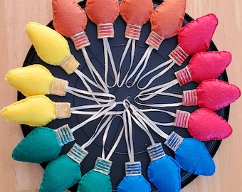 Handmade Felt Christmas Bulb Ornaments • Set of 17 Colorful Holiday Decorations