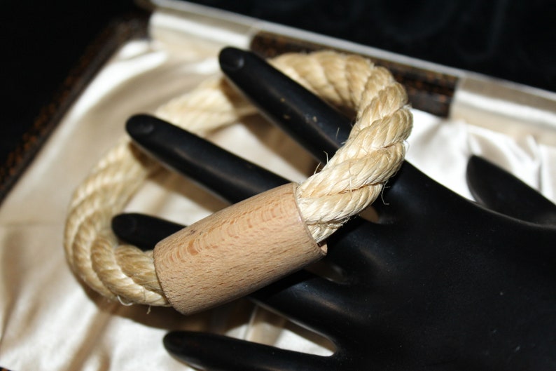 Vintage Mint Lovely Wood Twisted Rope Bangle Bracelet