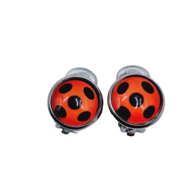 Ladybug Clips d'oreilles Ladybug 12 mm rembourrés ou chaîne (avec nom si désiré)