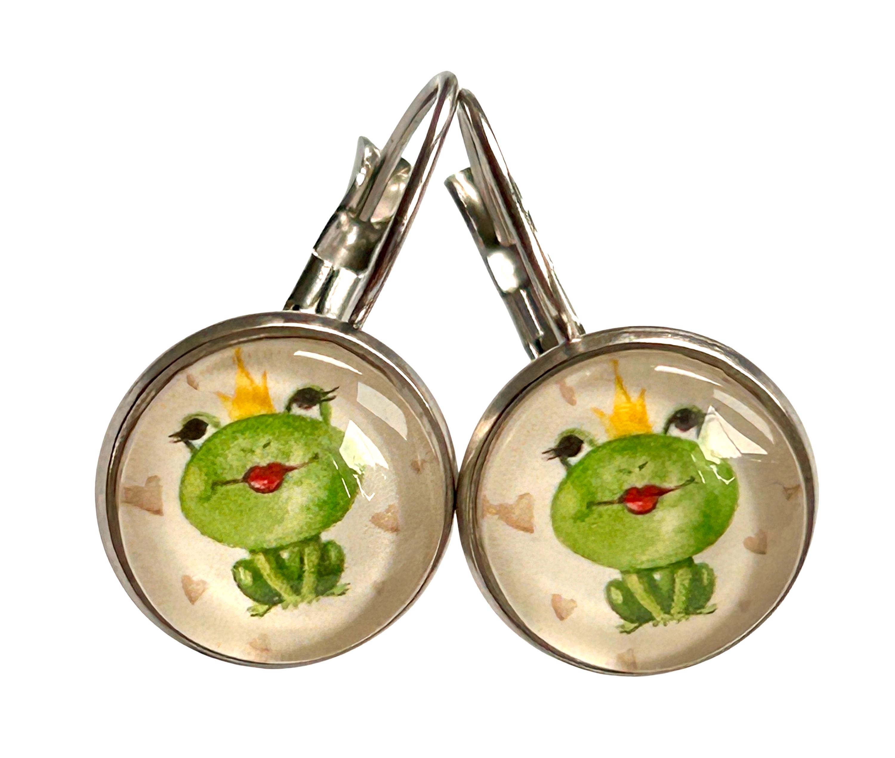 Orecchini A Gancio Con Rana – Gioielli Moda Fatti A Mano, Principe Ranocchio, Placcato Argento – Miniblings