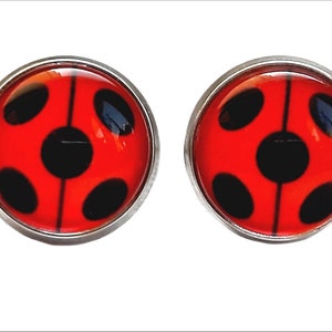 Ladybug Ladybug stud earrings with dividing line 12 mm