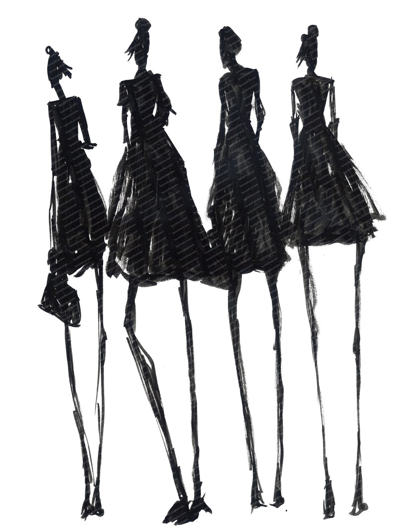 Printable Fashion Clipart Set Of Four Standing Girls Free For Commercial Use Instant Digital Download Clip Art Art Collectibles Kromasol Com