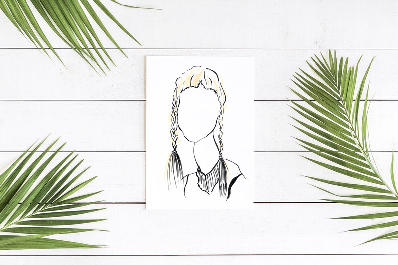 Free for Commerical Use Digital version of hand painted illustrations 5 faces silhouettes clipart Instant Digital Download