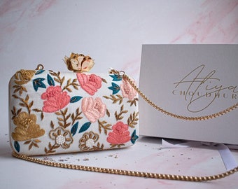 VINTAGE ZARDOZI CLUTCH \u2022 Evening bag \u2022 Beaded purse \u2022 1930s Indian Vintage \u2022 Semi Prescious Stones \u2022 Embellished crossbody \u2022 Black Velvet