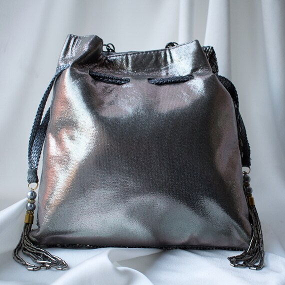 grey sequin bag