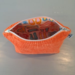 Kosmetiktasche Cord, Kosmetikbeutel Schminktasche Cordtasche Orange