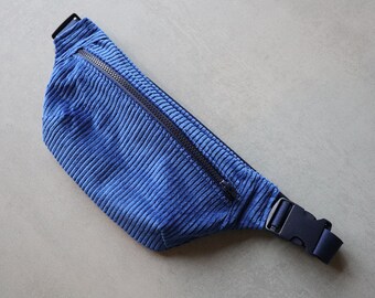 Belly bag, hip bag, belt bag corduroy royal blue