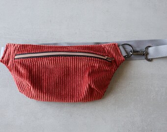 Fanny pack, hip bag, belt bag Corduroy rust